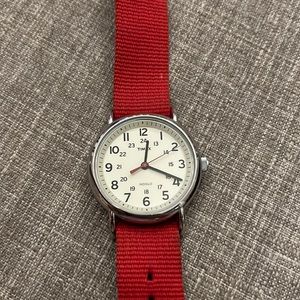 Timex watch with red strap
